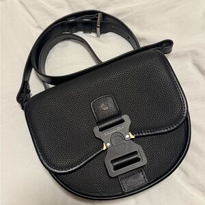 Dior Black Textured Leather Crossbody Saddle Bag